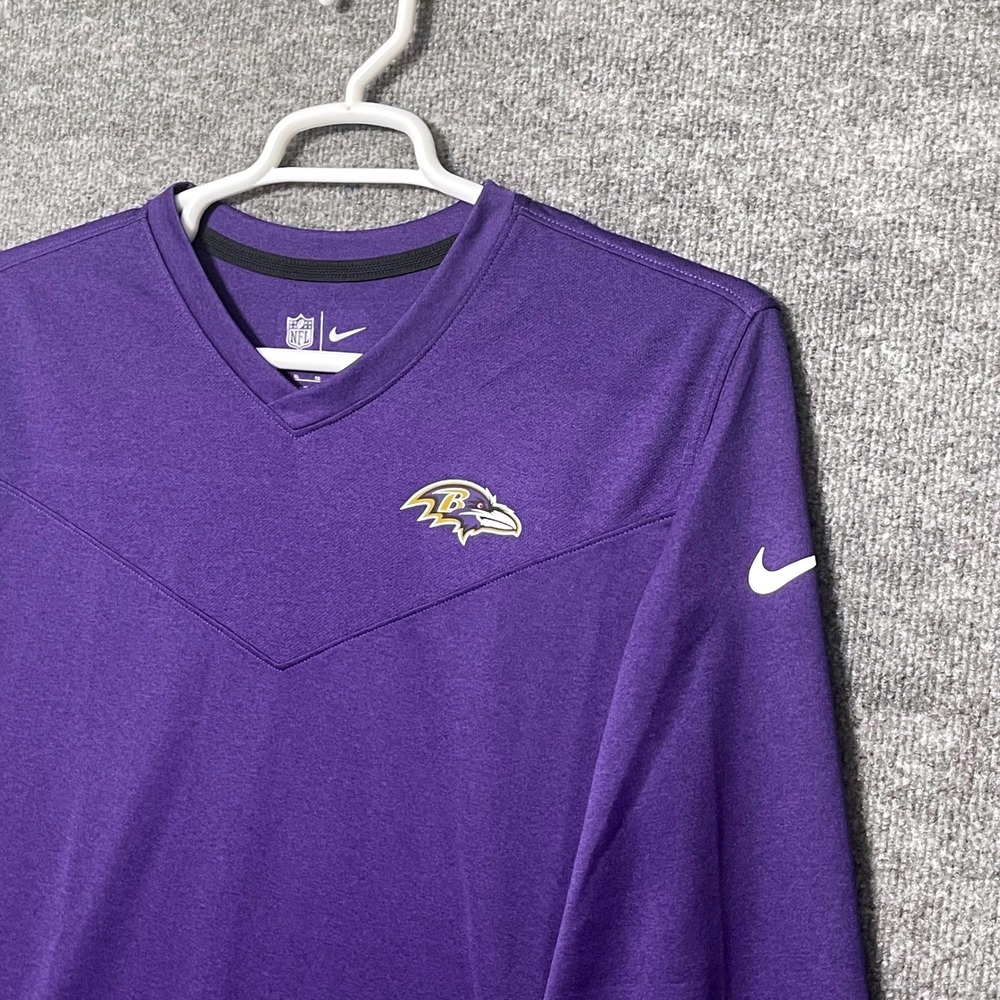 Nike Baltimore Ravens NFL Dri-FIT Purple Long Sleeve V-Neck Shirt Mens XL